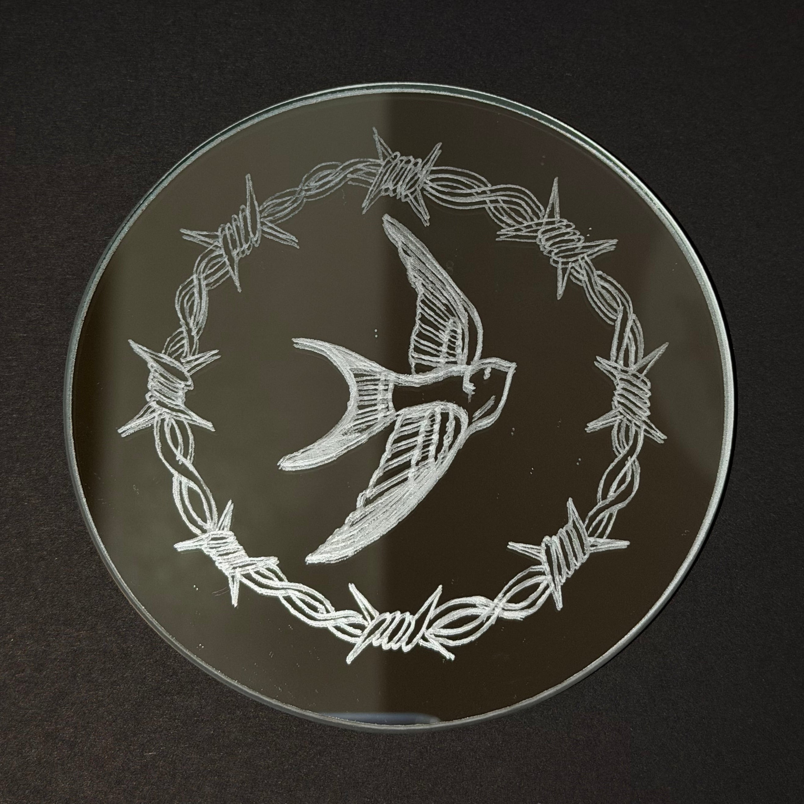 Swallow x barbed wire coaster